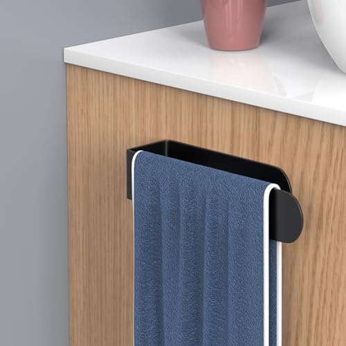 HUFEEOH 8-Inch Black Hand Towel Bar, Self-Adhesive Stainless Steel Rack