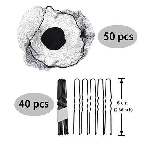 Mesh Hair Nets for Buns and U-Shaped Hair Pins Set for Ballet and Dance