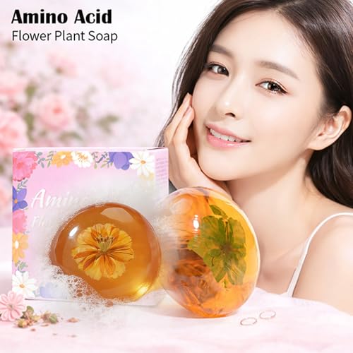 Amino Acid Flower Amber Bar Soap - Gentle Moisturizing Facial Cleanser