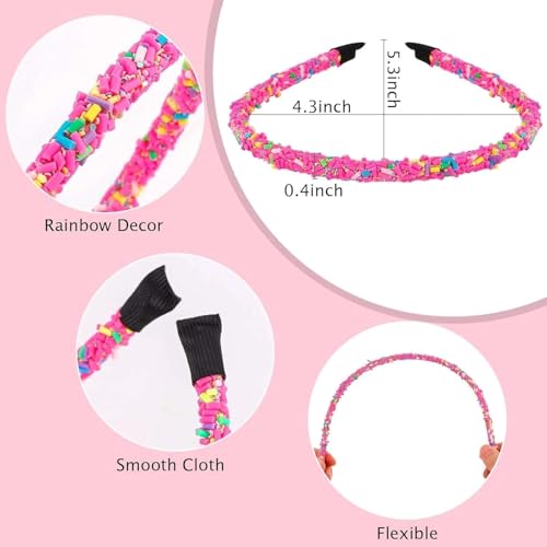 HODASHI 2 Pcs Sprinkle Candy Donut Headbands Non Slip Hair Accessories