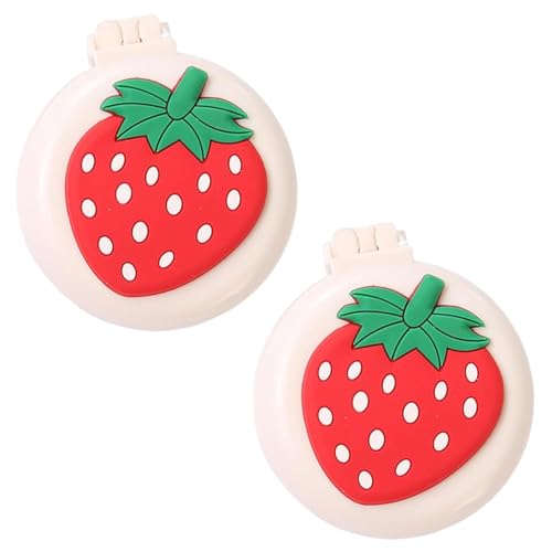 ZLmoue 2-Pack Strawberry Travel Hair Brush with Built-in Mirror