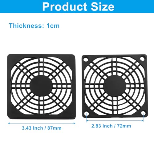 Hitefu 80mm Black Cooling Fan Filters - 4 Pack Dustproof Mesh