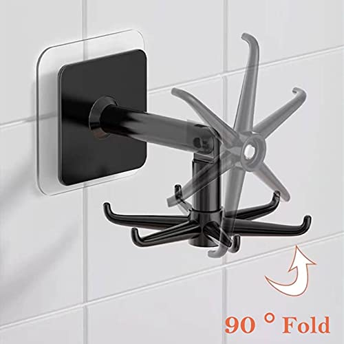 YeeBeny 360° Rotating Adhesive Hook - Black Folding Utensil Rack