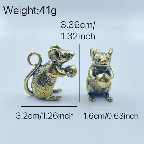 Brass Mouse Figurine - Lucky Rat Statue for Wealth & Good Luck