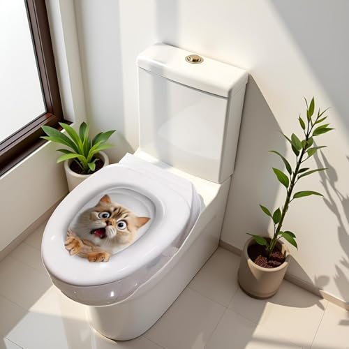3D Kitten Toilet Lid and Tank Cover Decal Stickers Set of 2