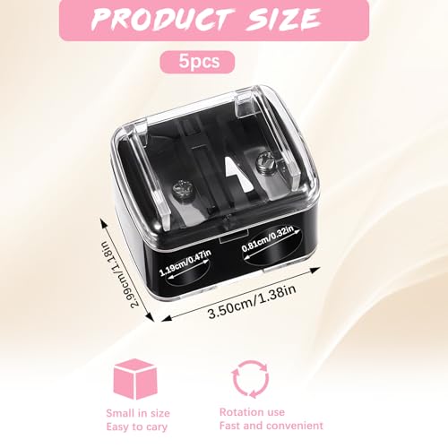 Gjinxi Dual Hole Makeup Pencil Sharpener 5-Pack for Eyeliner Lipliner