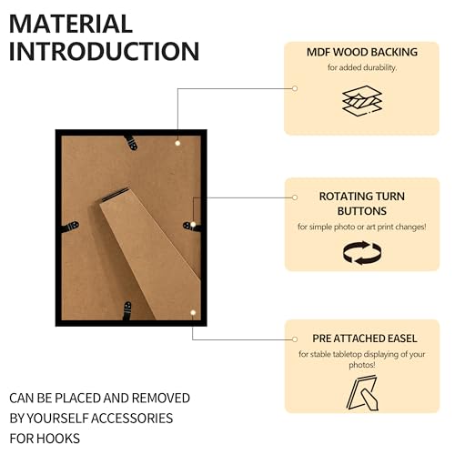 8x10 Black Picture Frame with 5x7 Mat - Dual Size & Easy Install
