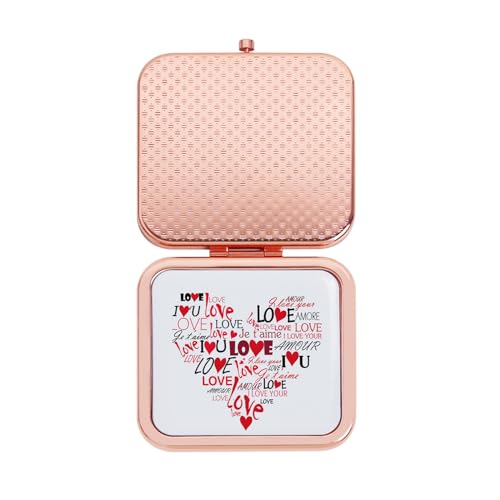 Rose Gold Mini Compact Mirror for Women - 1X/2X Magnification