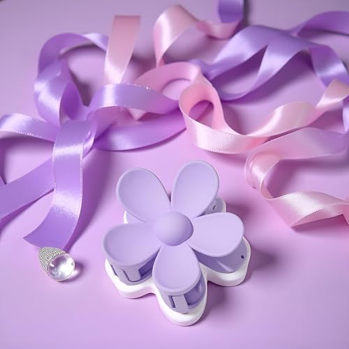 Purple Flower Hair Claw Clip Anti-Scratch Strong Hold Jaw
