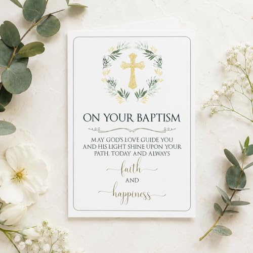 Elegant 5x7 Baptism Card with Envelope | Christian Blessing