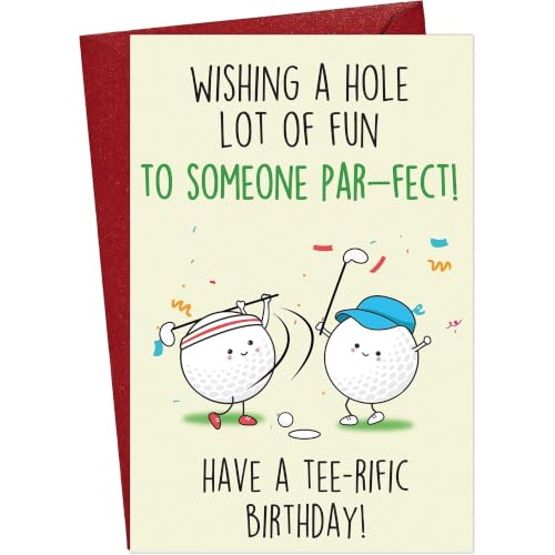 Cheerin Funny Golf Birthday Card - Humorous Greeting for Golf Lovers - Includes Red Envelope - For Him & Her, Friends, Dad, Husband, Uncles - 8x5.3 Inches