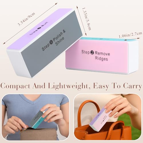 Ceemiaa 4-Way Nail Buffer Blocks - 2PCS Shiny Buffing Sponge for Filing, Smoothing & Polishing