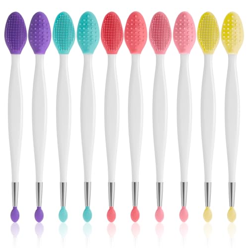 Silicone Lip Scrub Brush 10 Pcs 3-in-1 Exfoliator & Mask Applicator
