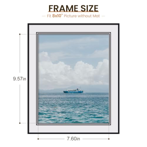 8x10 Picture Frame Black, Dual Mat for 5x7 or 6x8 Photos, Wall & Tabletop