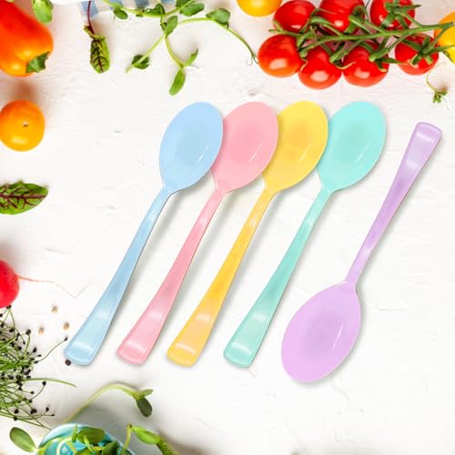 50 Pcs Heavy Duty Pastel Plastic Spoons Set for Parties