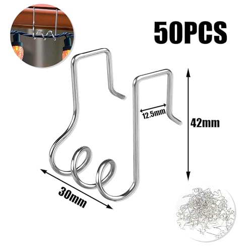 50 Pack Stainless Steel Gutter Light Hooks for Christmas & Halloween