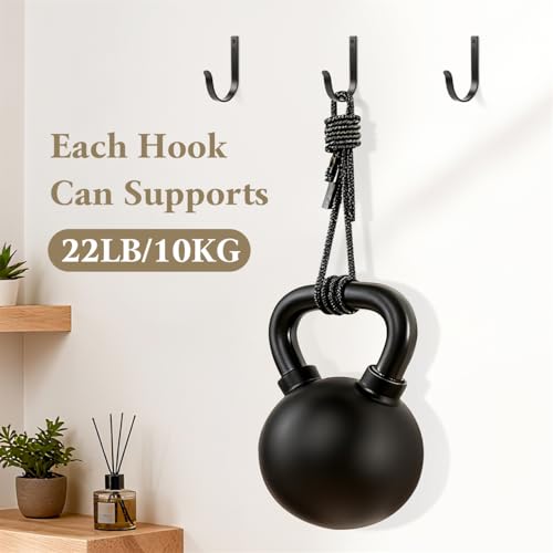 Heavy Duty Black Wall Hooks - 16 Pack for Coats, Towels & Bags