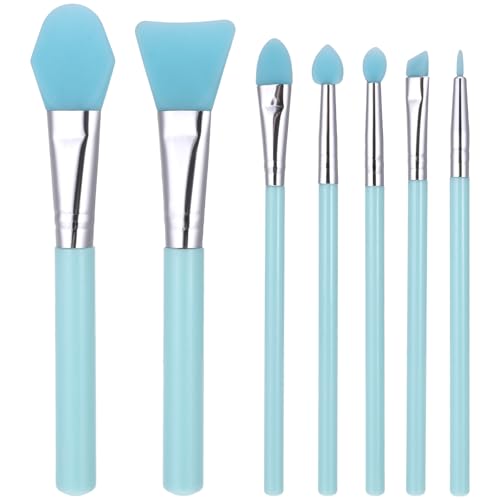 7-Piece Silicone Brush Applicator Kit for Skincare and Makeup in Blue