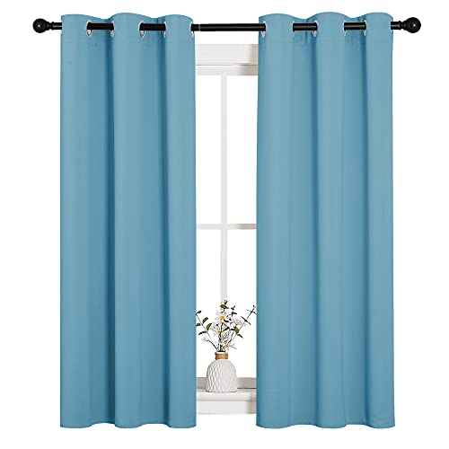 NICETOWN Blackout Curtains for Kids Room, Teal Blue, 34x54