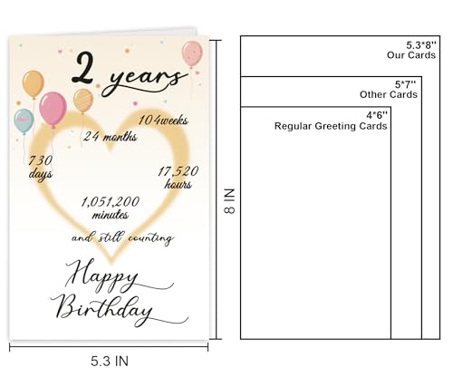 Colorful 2nd Birthday Card for Boys & Girls with Envelope