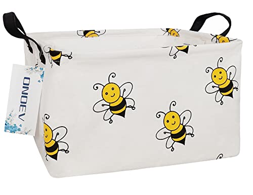 ONOEV Rectangular Fabric Storage Bin - Foldable Bee Print Basket