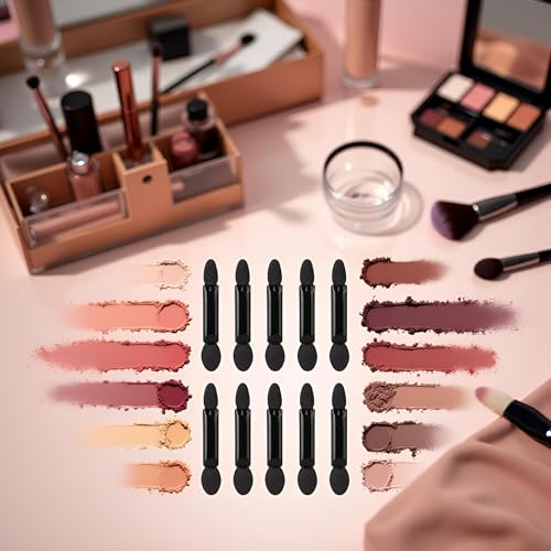 Sluswallow 10Pcs Double-Sided Sponge Eyeshadow Brushes Mini Travel Sticks