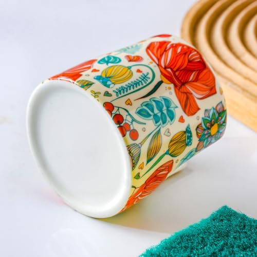 YOSCO Cute Ceramic Kitchen Sink Sponge Holder - Floral Design