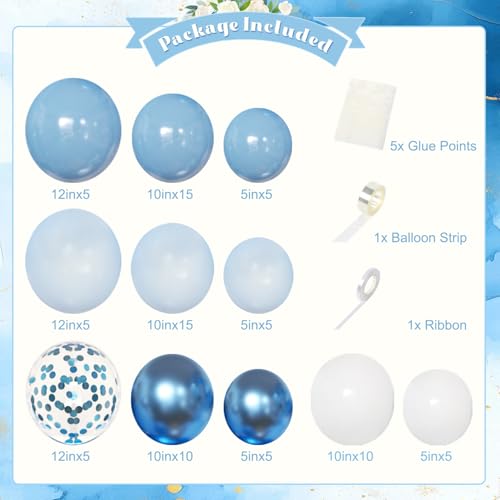 Dusty Blue Birthday Decorations Set for Girls & Women | Balloons & Fringe Curtains