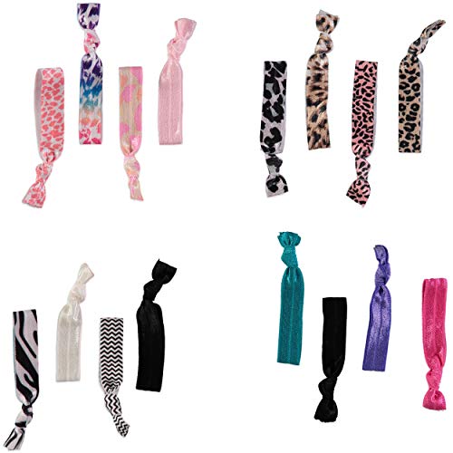Allure Multi-Colored Fabric Ponytail Holders - 16 Piece Pack