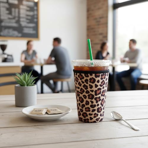 XccMe Leopard Iced Coffee Insulator Sleeve 3-Pack - Size Variation