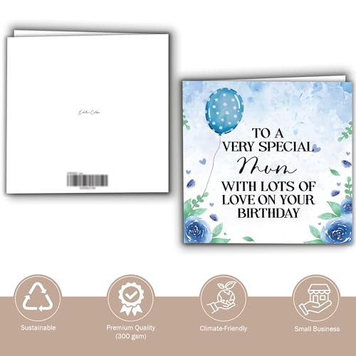 Timeless Birthday Card with Watercolor Flowers & Balloon - 5.9x5.9 in