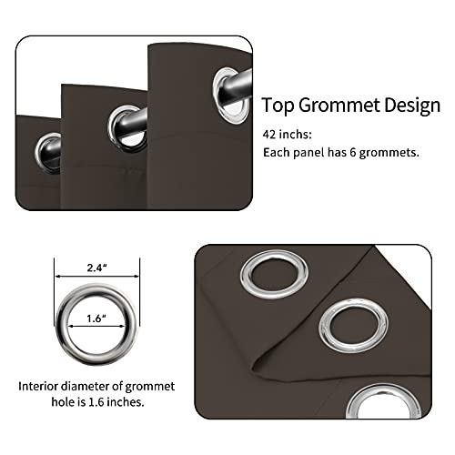 Easy-Going Blackout Curtains, Thermal Insulated Grommet Drapes, 42x84, Coffee