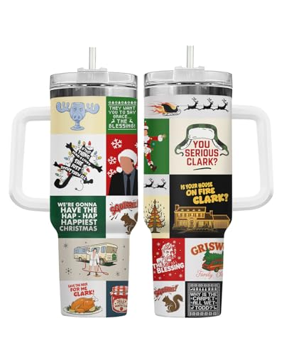 Funny Christmas Movie 40oz Tumbler with Handle & Straw - Holiday Gift Variation of THIS listing