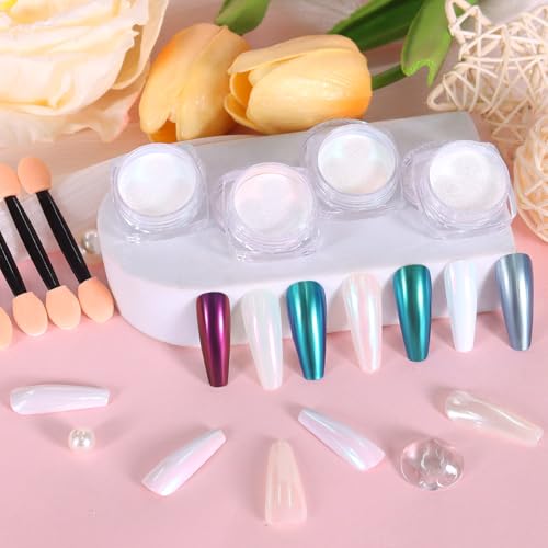 SIUSIO Chrome Nail Powder Set 4 Colors Metallic Mirror Pigment Kit