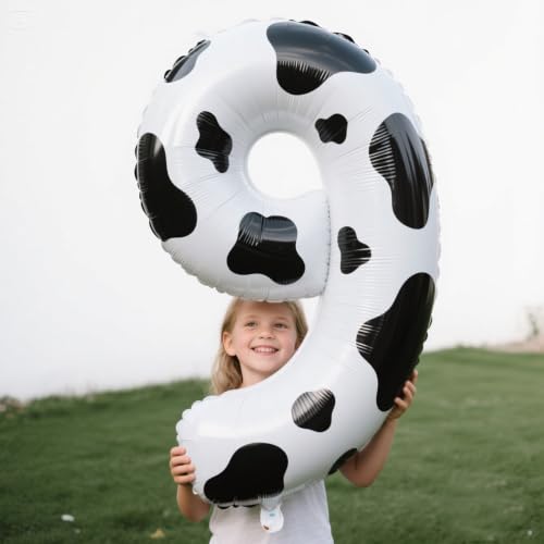 40 Inch Cow Print Number 9 Balloon - Jumbo Foil Helium Decor