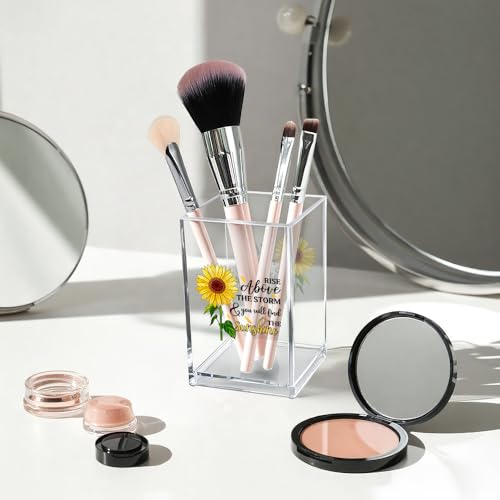 Rise Above Acrylic Desk Organizer - Sunflower Cosmetic & Pen Holder Cup