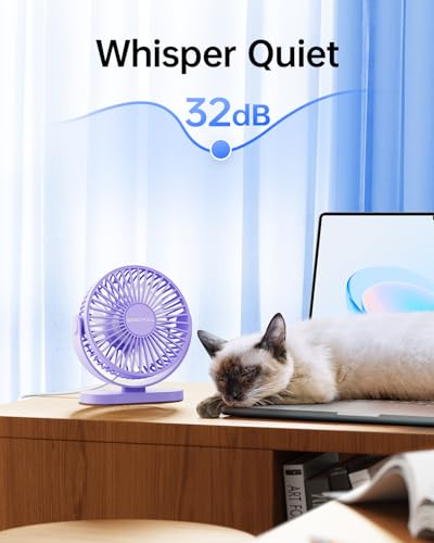 SWEETFULL USB Desk Fan 3-Speed Quiet Portable 360° Rotation 5.5 Inch Office Cooling