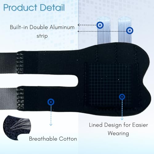 2Pcs Trigger Finger Splint with 2 Metal Bars, Thumb Finger Splint,Finger Brace,Fingers Straightening,Pain Relief,Arthritis,Suitable for double fingers,thumb, Index, Middle, Ring, Pinky Finger (Black)