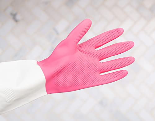 Wine Wash Pink Reusable Kitchen Cleaning Gloves - Comfortable & Durable