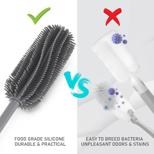 15.7" Extra Long Silicone Bottle Brush - Gray for Narrow Neck Bottles