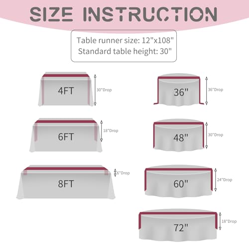 Burgundy Satin Table Runner 20 Pack 30 x 275 cm for Weddings & Parties