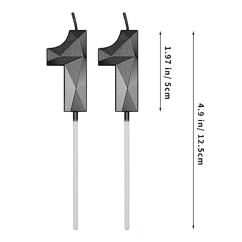 Black 3D Diamond Shaped Birthday Candles - Set of 2 (11 & 1)
