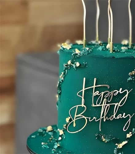 Elegant Gold Acrylic Happy Birthday Cake Topper for Any Celebration