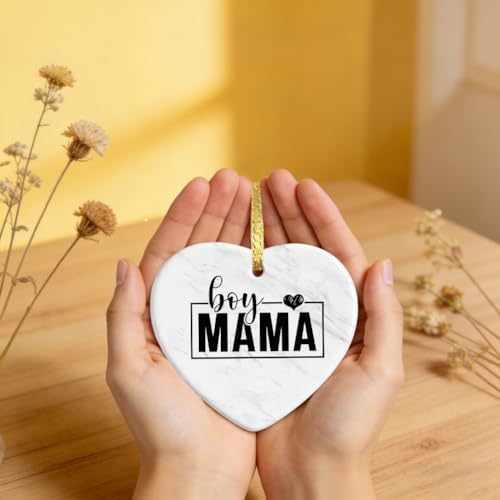 Boy Mama Ceramic Ornament Gift Set for New Moms - Marble Design