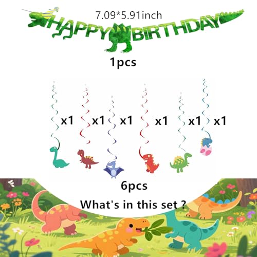 Dinosaur Birthday Party Set - 7pcs Plates, Napkins, Forks & Banner