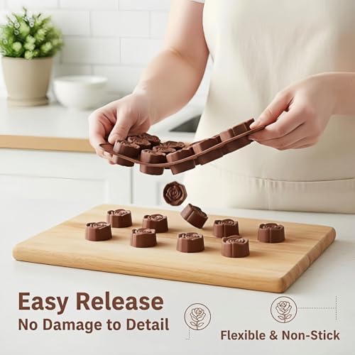 Rose Silicone Molds 2-Pack for Chocolates & Treats - Food Grade