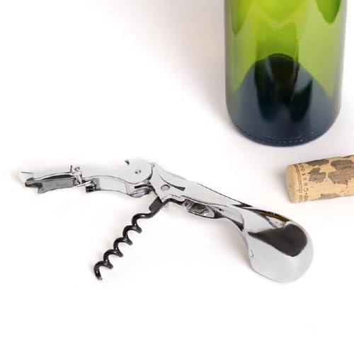 Corkcicle Wine Key - Bartender Multi Tool With Corkscrew, Bottle Opener & Foil Cutter - Ratcheting Mechanism - Curved Handle - Professional Grade Bartending Tool - For Kitchen - Stainless Steel