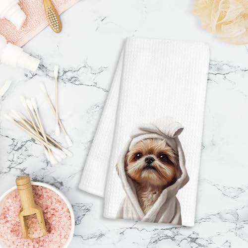 Shih Tzu Hand Towel - Funny Dog Bathroom Decor & Kitchen Towel 16x24"