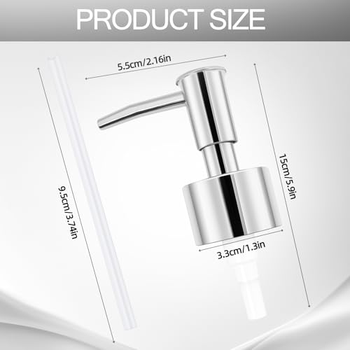 Silver Soap Dispenser Pump Replacement 2-Pack - Universal Fit