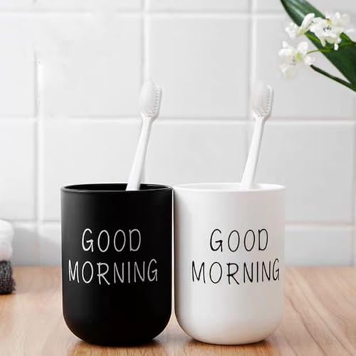 2-Pack Plastic Toothbrush Holder Cups, Eco-Friendly Bathroom Accessories